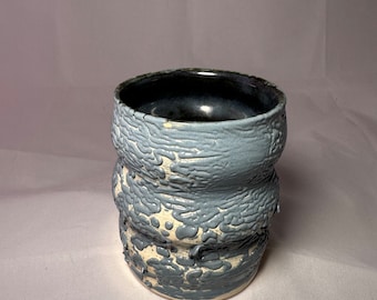 Handmade Small Blue Crackled Vase #1