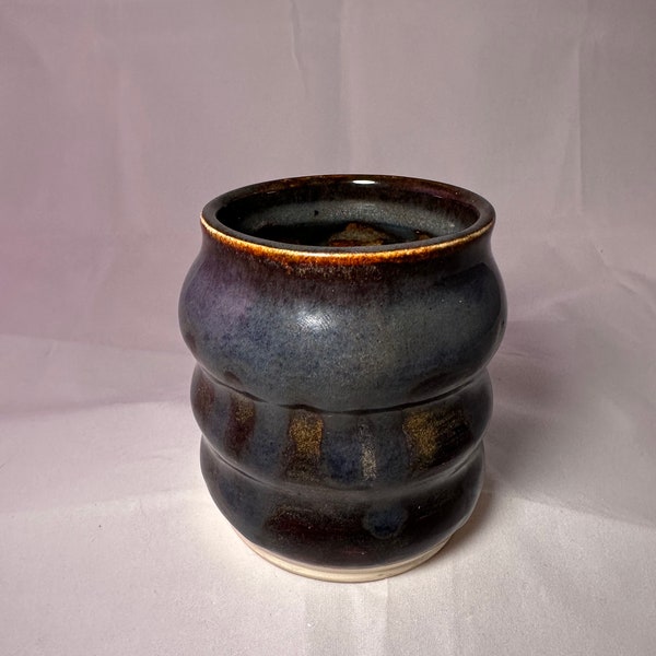 Handmade Small Navy Blue/Brown Vase