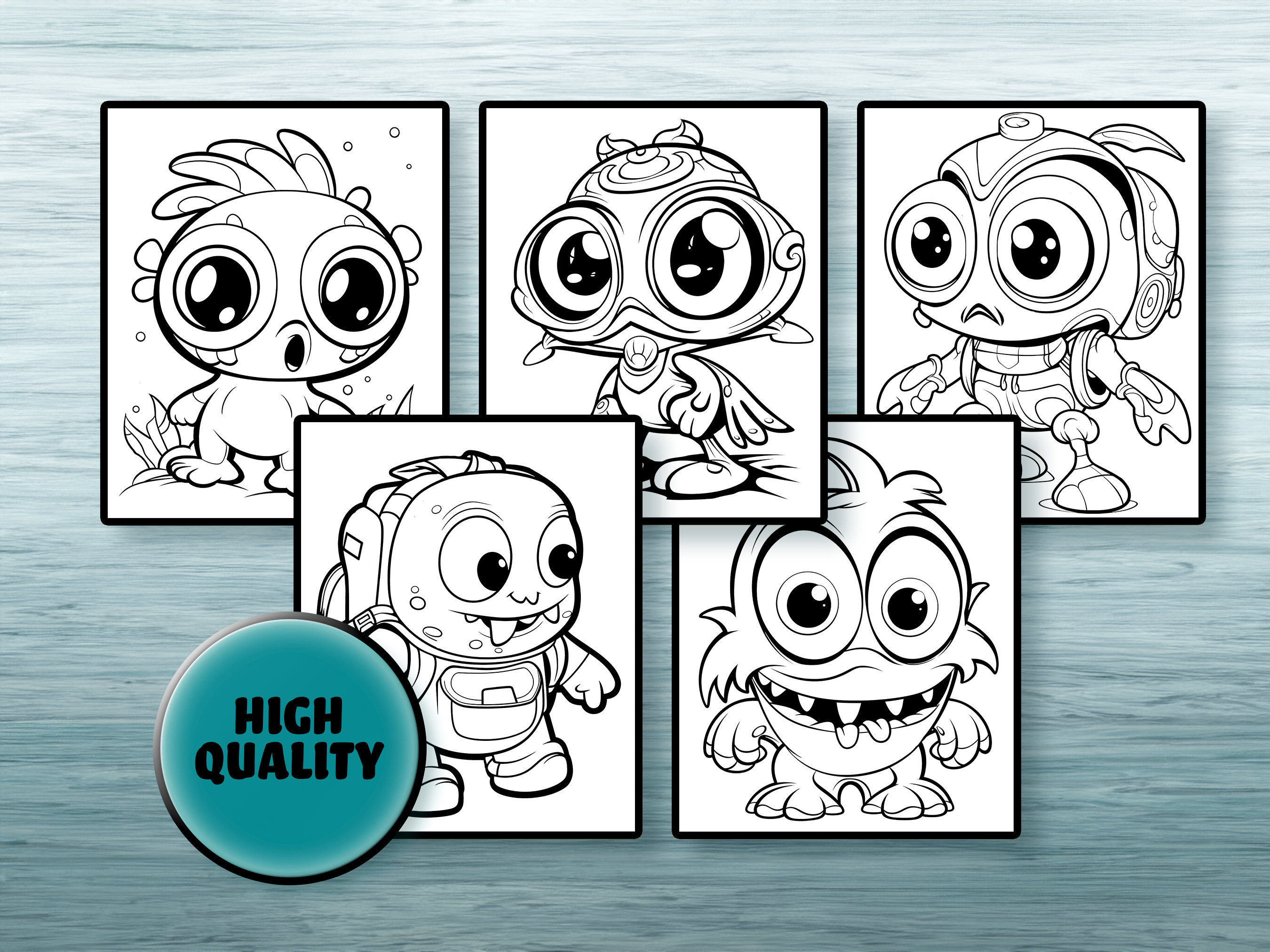 Simple Friendly Alien Monsters Coloring Pages Book I Adults + Kids ...