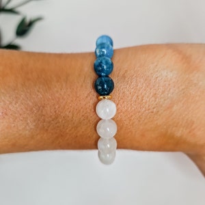 Beaded Bracelet Apatite Bracelet Woman Bracelet Beaded Moonstone Gemstone  Bracelet Gifts for Her Crystal Bracelet Moonstone Christmas Gift