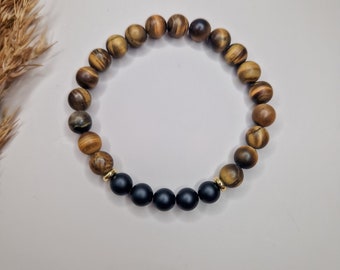 Bracelet perlé Tiger Eye Men Bracelet Perlé Tiger Eye Gemstone Bracelet perlé Cadeaux pour lui et pour son bracelet en cristal Cadeau de Noël