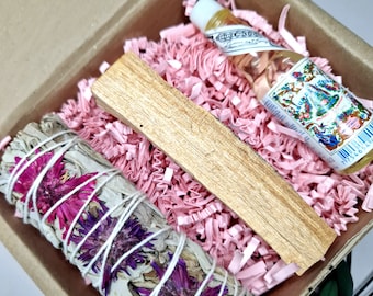 Pacchetto detergente Bastoncino di salvia bianca Kit di salvia per meditazione Kit di salvia per purificazione energetica Kit di Palo Santo Kit Mini Agua de Florida