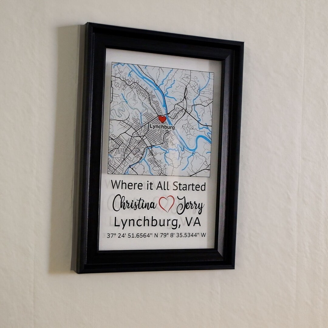 Customizable City Map Sign, Personalized Anniversary Gift for Wife ...