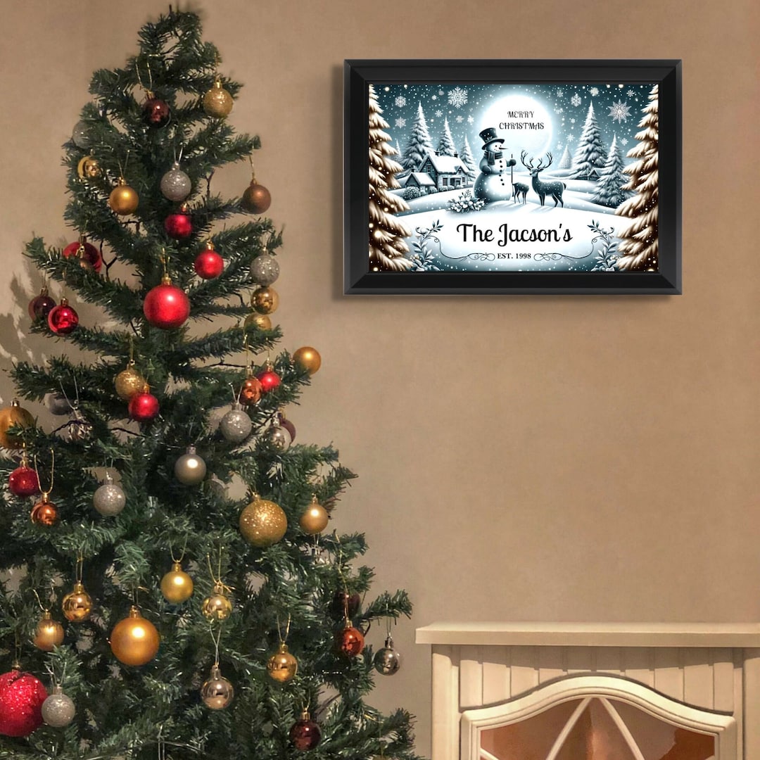Personalized Christmas Wall Decor Custom Framed Glass Family Etsy