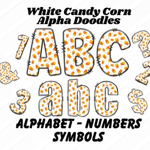 Candy Corn Letter Doodle Alphabet, Halloween Letters, Spooky Sublimation & POD, Halloween Typography, Creepy Font PNGs, Food Alpha Doodle 2