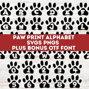 Paw Print Alphabet SVG Bundle: Pet Font, Numbers, Graphics (Commercial Use)