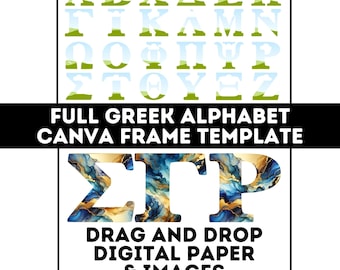 Greek Alphabet Canva Frames: Sorority Fraternity Letters (Digital Download)