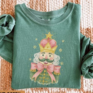 Comfort Colors® Nutcracker Christmas Shirt Or Long Sleeve, Pink Ballet Holiday Tee, Ballerina Gift, Women's Retro Christmas T-Shirt