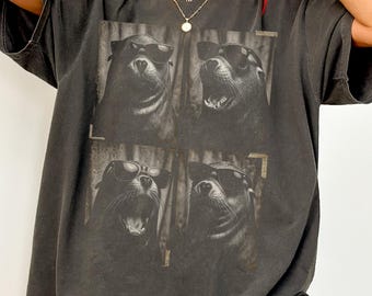 Seal Lovers Shirt, Sippin Seaside Comfort Colors Tee, Funny Sea Lion Sunglasses Shirt, Vintage Coastal Ocean Lover Gift