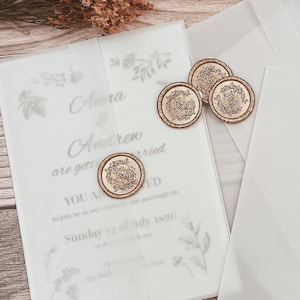 Pre-folded Vellum Jacket and Wax Seal Set - Sized for 5"x7" Invitations, Vellum Sleeve, Vellum Wrap, Translucent Vellum, Cut Into Any Size