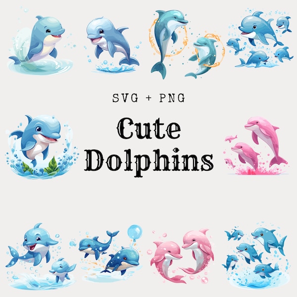 10 Dolphin Svg Bundle, Dolphin Png Bundle, Dolphin Cut Files, Dolphin Clipart, Sea Animal Svg, Digital Download, Digital Art, Digital Prints