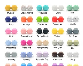 14MM Hexagon Silicone Bead  1, 5, 10, or 20 count, loose beads