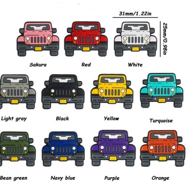 Car Truck SUV Off Road Vehicle Print Silicone Focal Bead