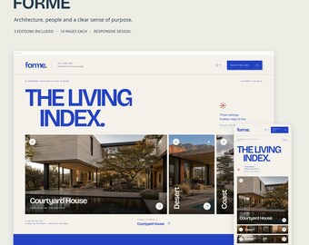 Modèle de site web immobilier FORME | Conception de portfolio architectural | HTML, React et Next.js | 10 pages
