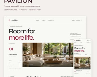 PAVILION Tropische Immobilien-Website-Vorlage | HTML, React & Next.js