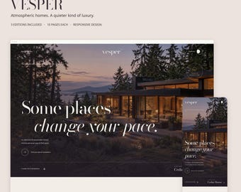 Modèle de site web immobilier VESPER | Design immobilier cinématographique | HTML, React et Next.js | 10 pages