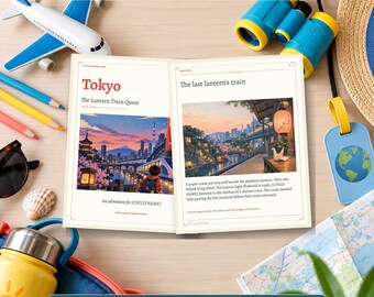 Tokyo Adventure Book for Kids, 16-Page Illustrated Travel Activity, Editable PPTX and PDF