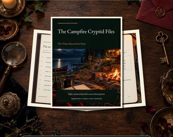 Escape Room Printable | Campfire Cryptid Mystery | 8 Puzzles + Host Guide