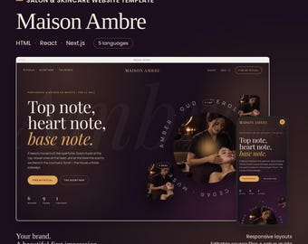 Maison Ambre Luxury Skincare Template | HTML, React & Next.js