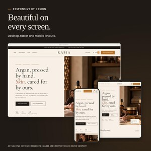 Rabia Storefront: actual responsive HTML layouts for desktop, tablet and mobile.