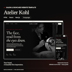 Website-sjabloon voor Atelier Kohl huidverzorging | HTML, React & Next.js