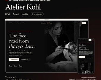 Atelier Kohl Skincare Website Template | HTML, React & Next.js