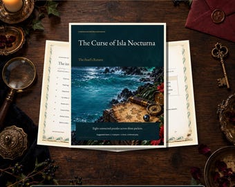 Printable Escape Room Kit: The Curse of Isla Nocturna, 8 Puzzles and Host Guide