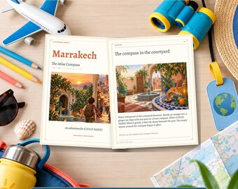 Marrakech Adventure Book for Kids, 16-Page Illustrated Travel Activity, Editable PPTX and PDF