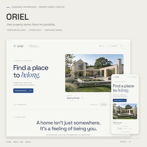 ORIEL Contemporary Real Estate Website Template | HTML, React & Next.js