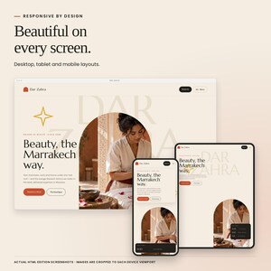 Dar Zahra: actual responsive HTML layouts for desktop, tablet and mobile.
