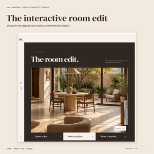 MORROW signature feature in use: the interactive room edit. Discover the details that make a room feel like home.