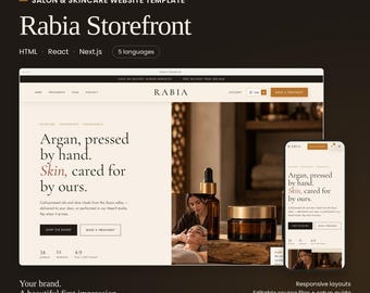 Rabia Storefront Skincare Shop Template | HTML, React & Next.js