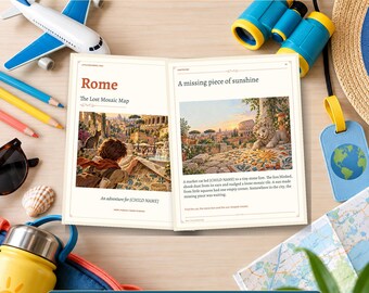 Rome Adventure Book for Kids, 16-Page Illustrated Travel Activity, Editable PPTX and PDF