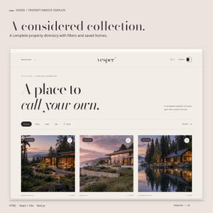 VESPER HTML property collection with included property imagery, filters and saved-home controls.