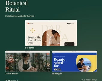 Website-Paket für ein Spa mit botanischem Ritualdesign | 3 Designs, 3 Code-Versionen