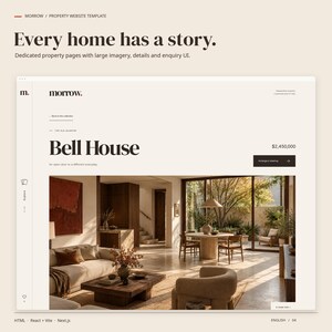 A dedicated MORROW HTML property page showing the property image, title, guide price and enquiry button.