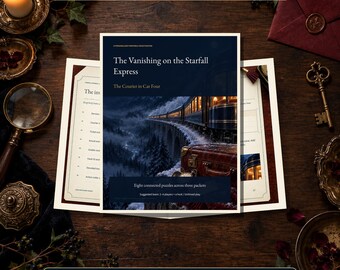 Printable Escape Room Kit: The Vanishing on the Starfall Express, 8 Puzzles and Host Guide