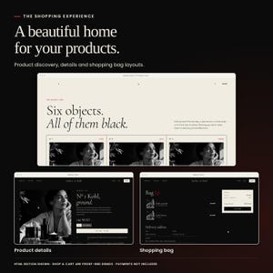Atelier Kohl: shop, product details and shopping bag interface previews. Shopping screens are front-end demonstrations; payment processing is not included.