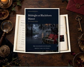 Halloween Escape Room Printable | Midnight at Blackthorn Manor | 8 Puzzles + Host Guide