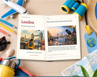Livro de Aventuras em Londres para Crianças, 16 Páginas de Atividades de Viagem Ilustradas, Formatos Editáveis ​​PPTX e PDF