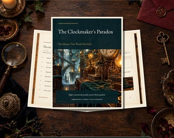 Printable Escape Room Game | The Clockmaker's Paradox | 8 Puzzles + Host Guide