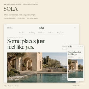 SOLA Real Estate Website Template | Mediterranean Property Design | HTML, React and Next.js | 10 Pages
