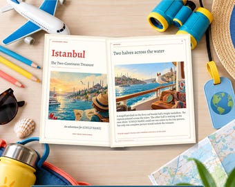 Istanbul Adventure Book for Kids, 16-Page Illustrated Travel Activity, Editable PPTX and PDF