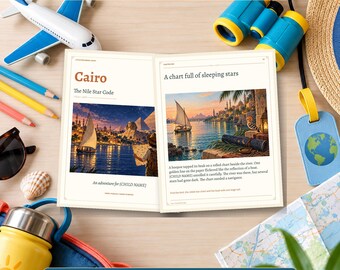 Cairo Adventure Book for Kids, 16-Page Illustrated Travel Activity, Editable PPTX and PDF