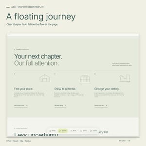 LUMA HTML navigation view: a floating journey. Clear chapter links follow the flow of the page.