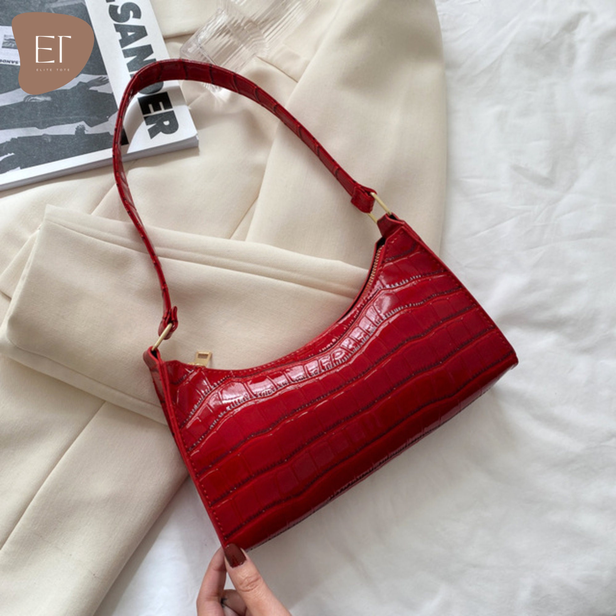 Crocodile Pattern Baguette Bag Shoulder Bag Elegant Luxury - Etsy