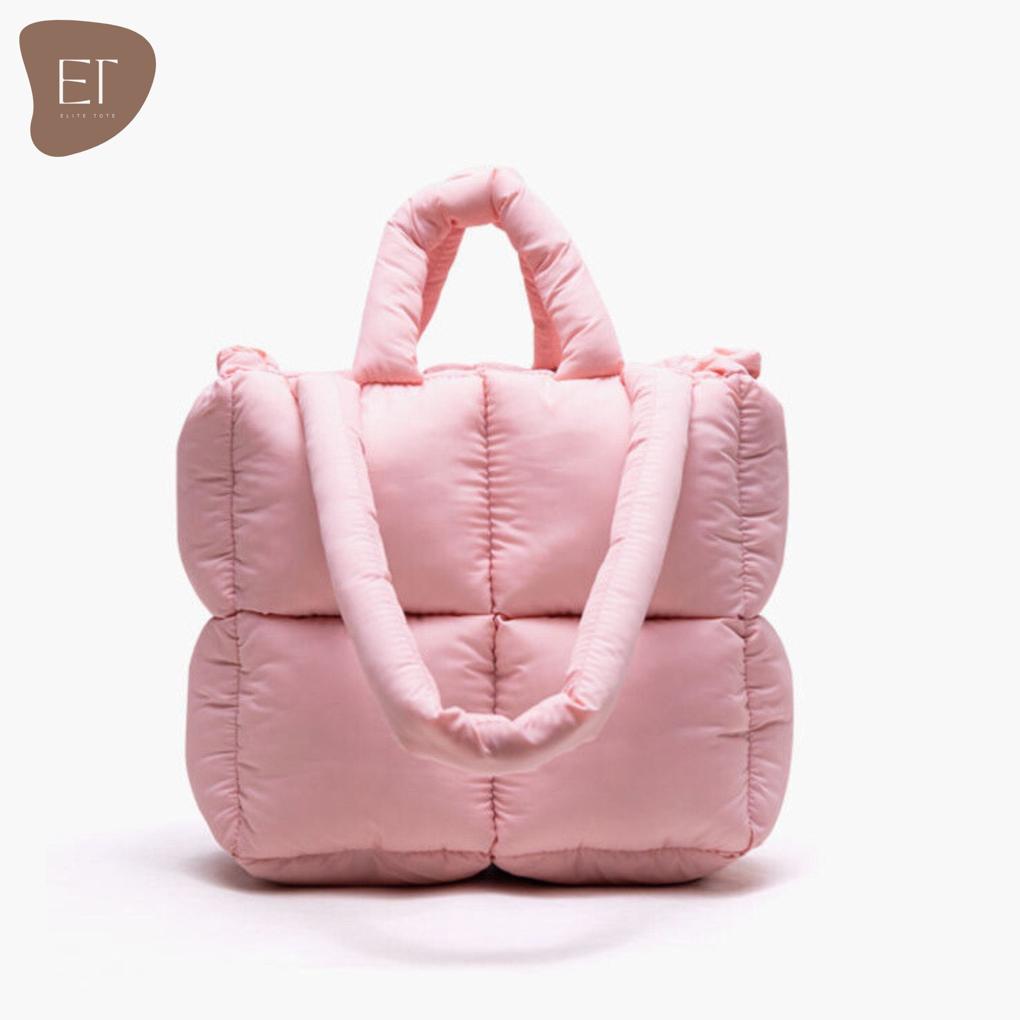 Pillow Puffer Tote in Pink, Quilted Bag, Nylon Shoulder Bag, Crossbody ...