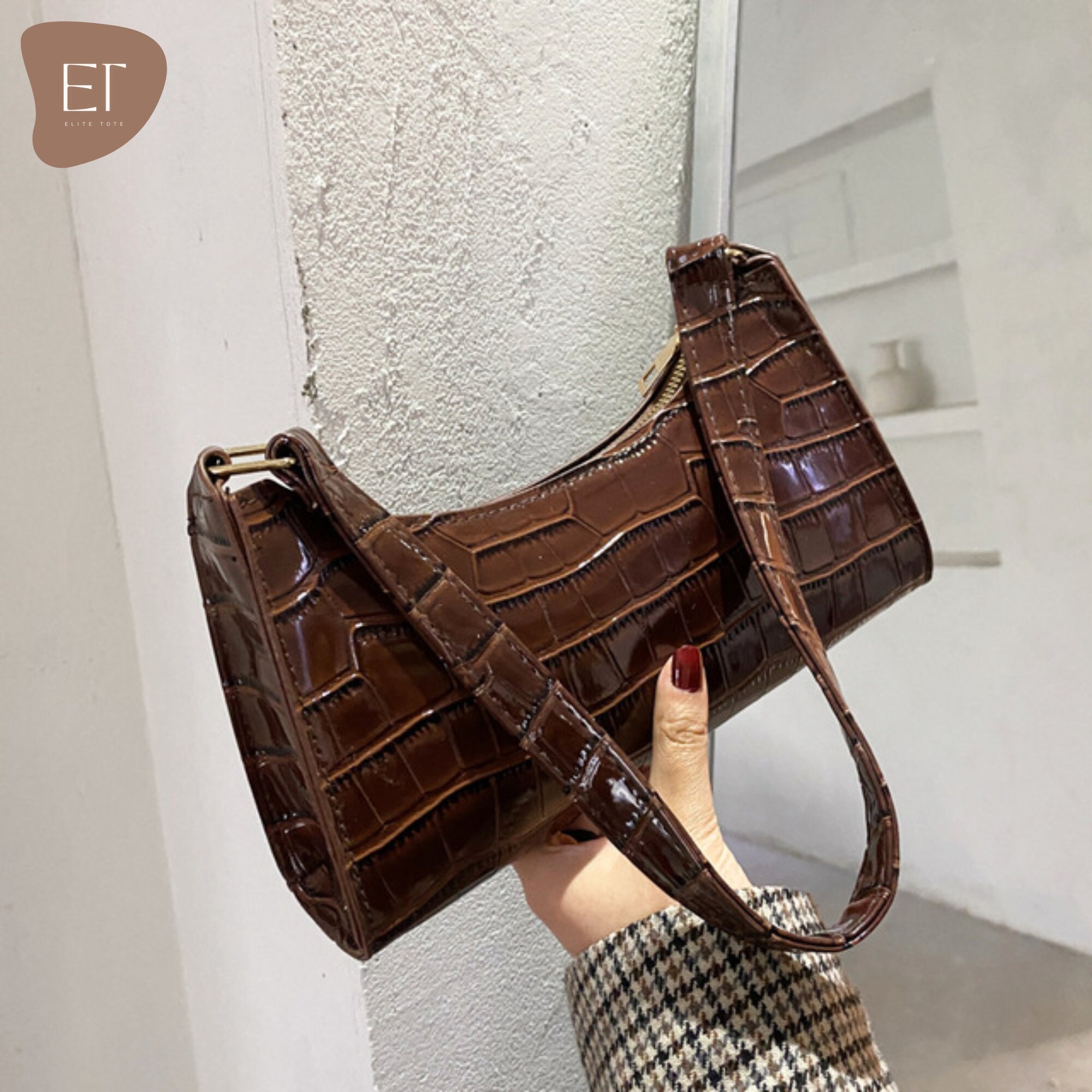 Crocodile Pattern Baguette Bag Shoulder Bag Elegant Luxury - Etsy