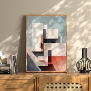 Bauhaus inspired wall art, Abstract printable art piece, Mid Century Modern, Vintage designed art, Retro Art, Bauhaus decor