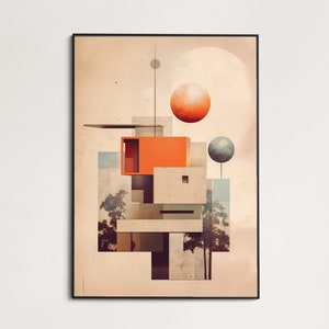 Bauhaus inspired wall art,Abstract printable art piece, Mid Century Modern, Architectural art, Retro Art, Bauhaus decor, Modern art, Design